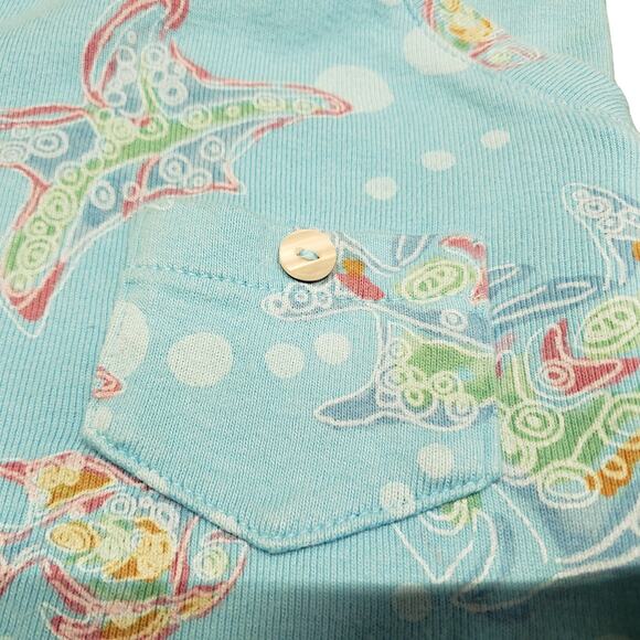 Fresh Produce Womens Pj Set Size Small 100% Cotton Sea Turtles Fish Used - Picture 8 of 10